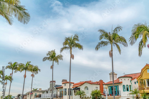 Elegant houses in picture perfect neighborhood of scenic Long Beach California