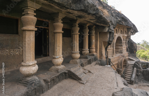 The Nasik caves or Pandavleni caves known as the Pandu caves, also known as the Buddhist Trirashmi caves, were carved from the 1st century BC. until the 3rd century AD photo