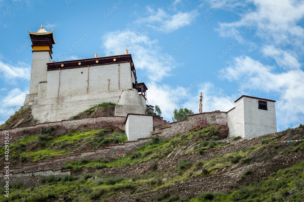Yungbulakang Palace also known as Yumbu Lakhang is an ancient structure in the Yarlung Valley in the vicinity of Tsetang City - Located in Nedong County - Tibet, China 