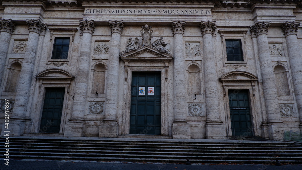 Exterior view of San Giovanni Battista dei Fiorentini church at Rome city, Italy