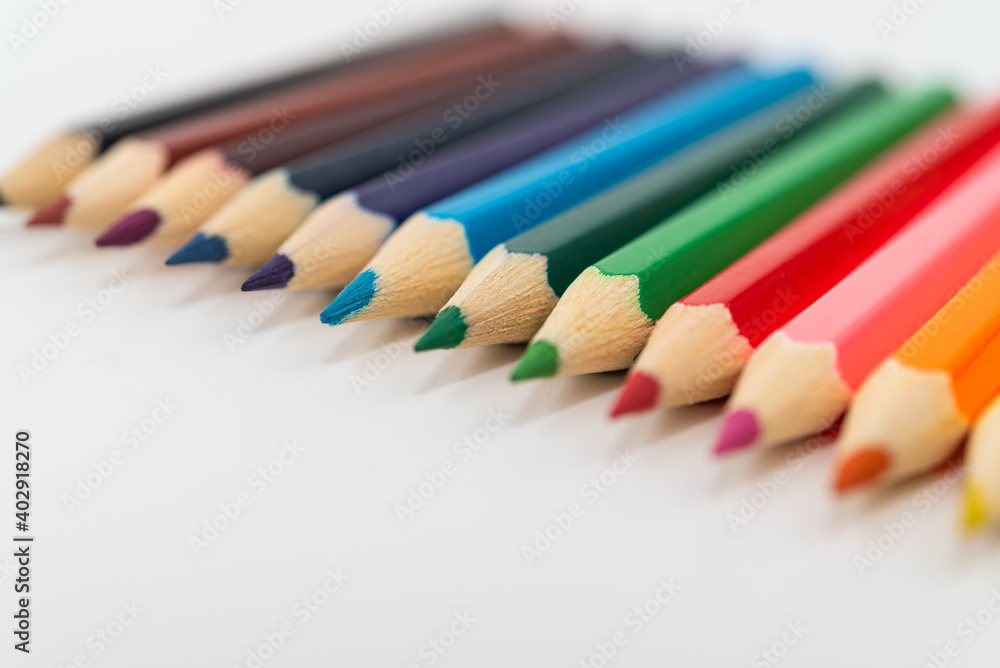 Multicolored pencils isolated on white background Multicolored pencils isolated on white background