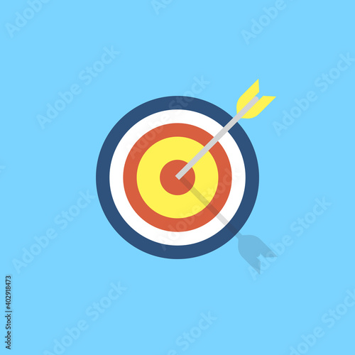 Target with an arrow. Vector illustration.