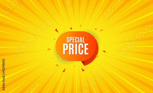 Special price sticker. Yellow background with offer message. Discount banner shape. Sale coupon bubble icon. Best advertising coupon banner. Special price badge shape. Abstract background. Vector
