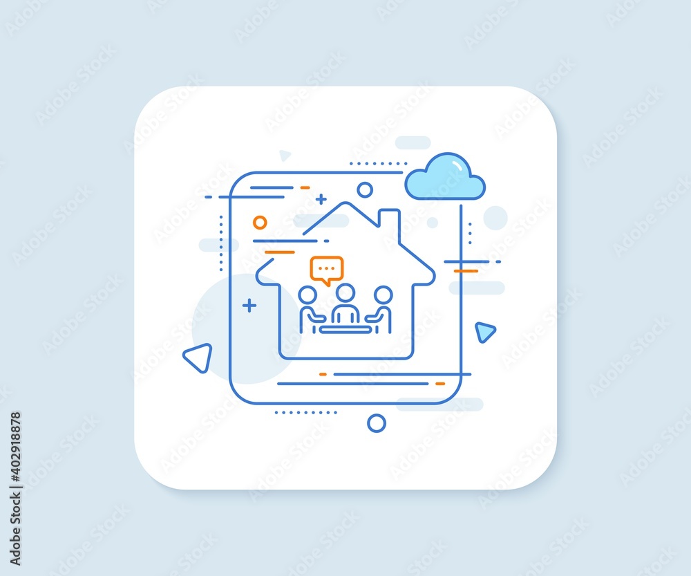 People chatting line icon. Abstract vector button. Business seminar sign. Job meeting symbol. People chatting line icon. Home concept badge. Vector People chatting line icon. Abstract vector button. Business seminar sign. Job meeting symbol. People chatting line icon. Home concept badge. Vector