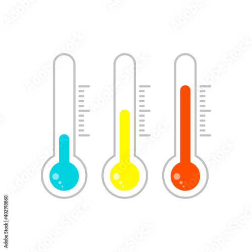 Temperature icons set in flat style. Vector illustration.