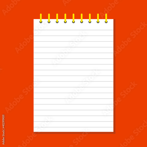 Template with spiral notebook. School notebook. Vector illustration.