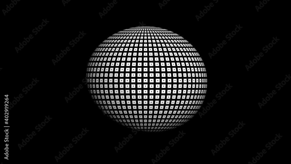 ball on a black background with changing symmetrical black and white patterns. ball on a black background with changing symmetrical black and white patterns.