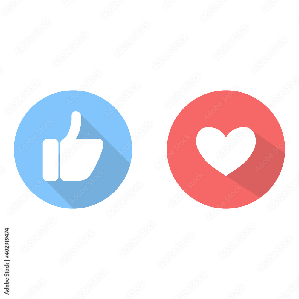 Thumbs up and hearts on a white background. Vector illustration. Thumbs up and hearts on a white background. Vector illustration.