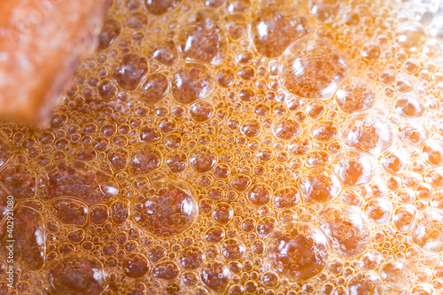 making caramel. Cooking sugar to caramelize