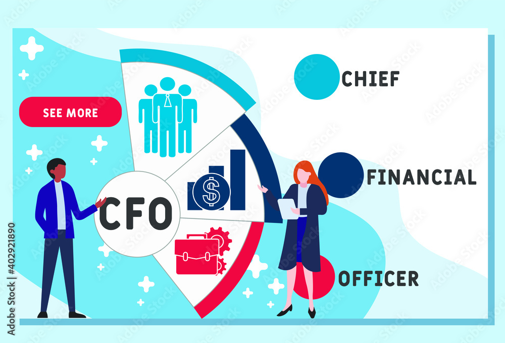 Vector website design template . CFO - Chief Financial Officer acronym.  business concept background. illustration for website banner, marketing  materials, business presentation, online advertising. Stock-Vektorgrafik |  Adobe Stock