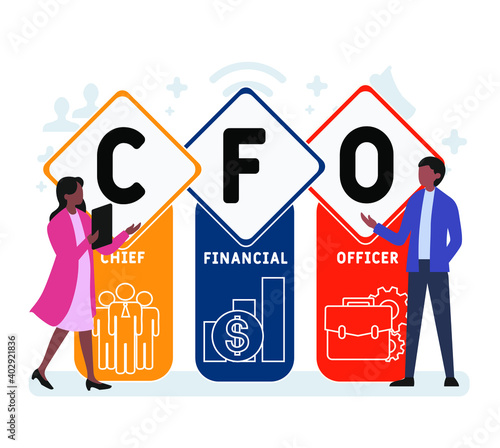 Flat design with people. CFO - Chief Financial Officer company acronym, business concept background.   Vector illustration for website banner, marketing materials, business presentation, online advert