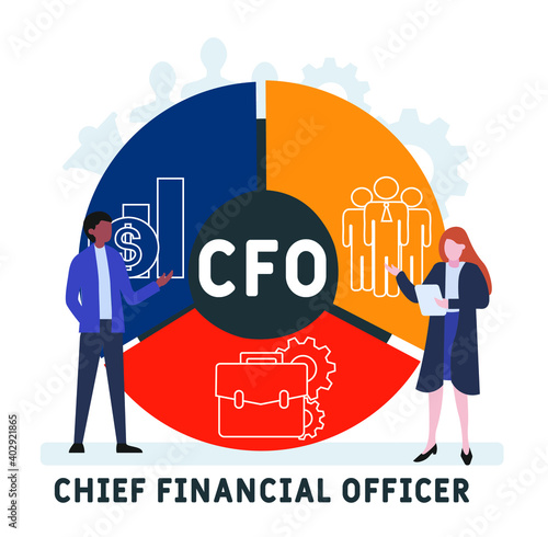 Flat design with people. CFO - Chief Financial Officer company acronym, business concept background.   Vector illustration for website banner, marketing materials, business presentation, online advert