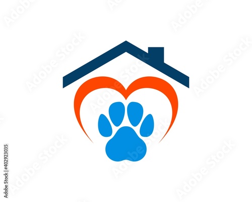Simple house with pet finger print and love shape