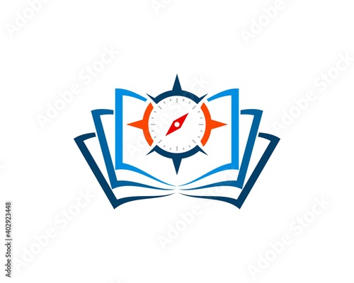 Abstract book with nautical compass inside