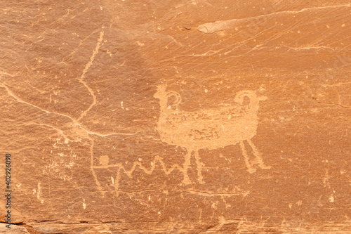 Petroglyphs at the Poison Spider Trailhead in Moab, Utah