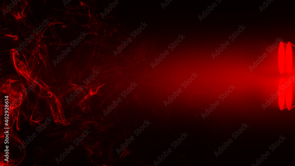 Red projector bright stadium arena lights. Spotlight with smoke on black background. Award studio ceremony at the stadium with lighting. Stage illuminate shines up. Red projector bright stadium arena lights. Spotlight with smoke on black background. Award studio ceremony at the stadium with lighting. Stage illuminate shines up.