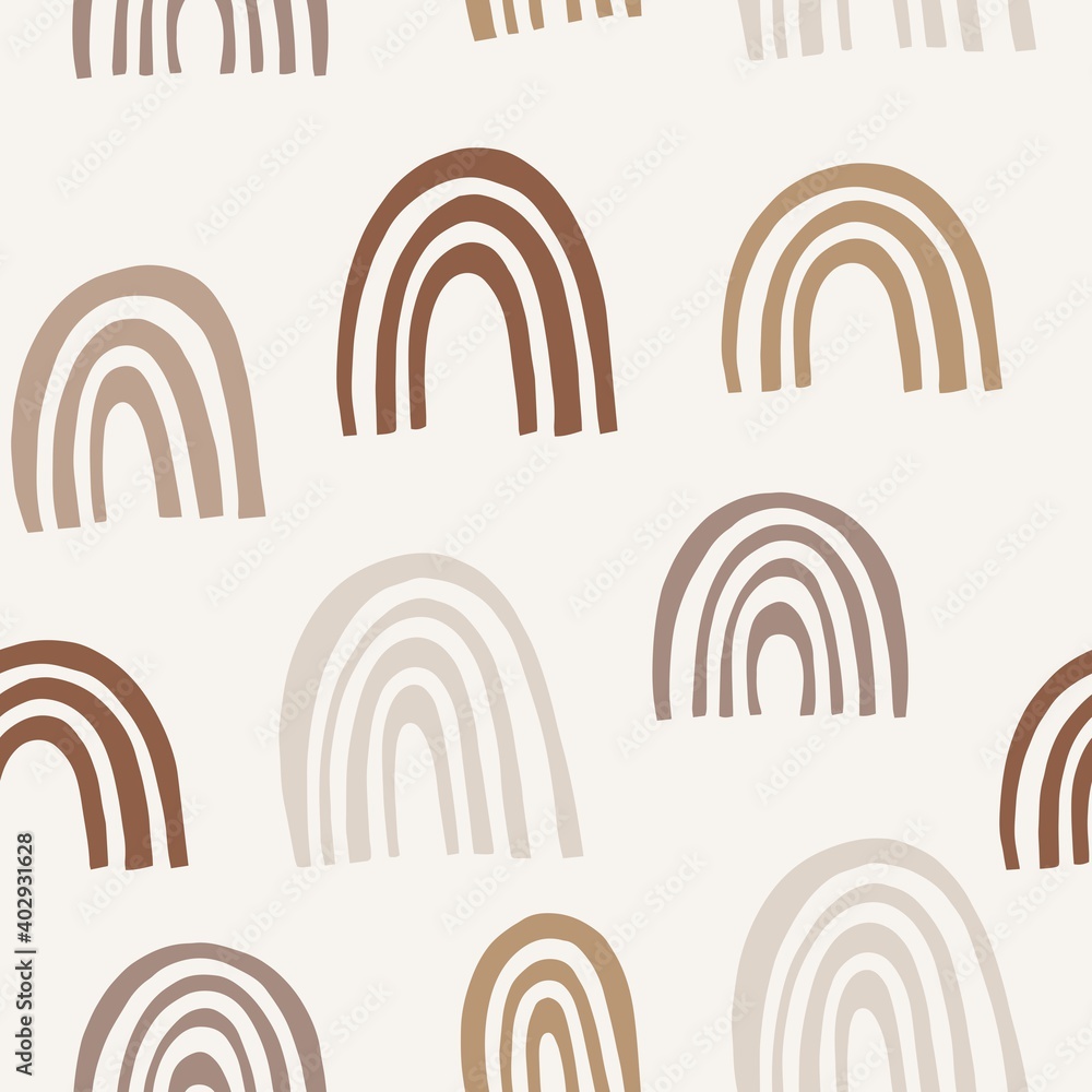 Boho rainbow. Vector seamless pattern. Hand drawing. Decorative background