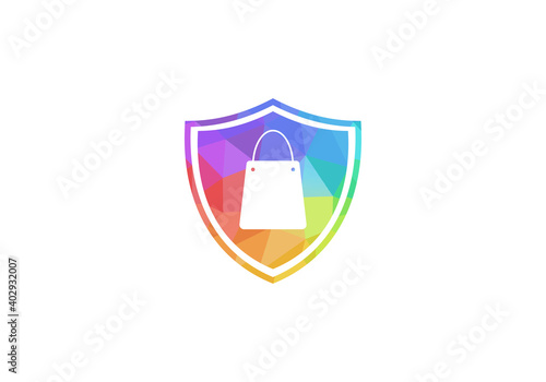 Shopping bag with Shield concept vector