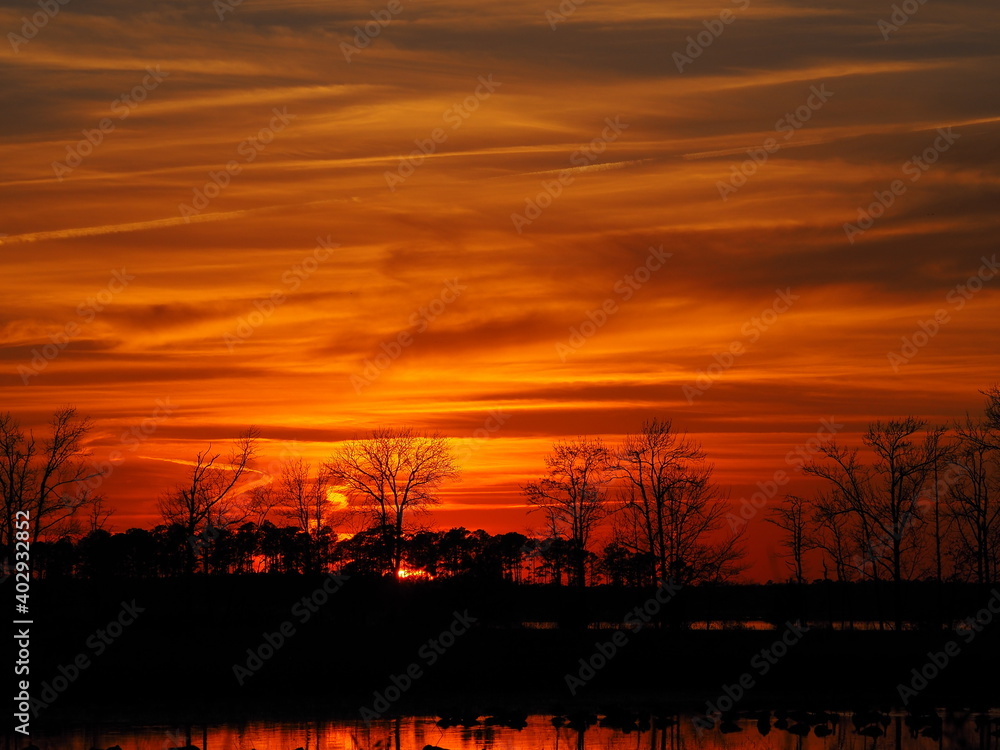 dramatic winter sunset over Chesapeake Bay dramatic winter sunset over Chesapeake Bay
