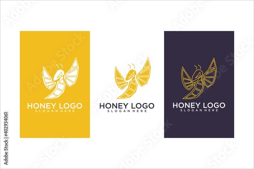 bee logo design and business card