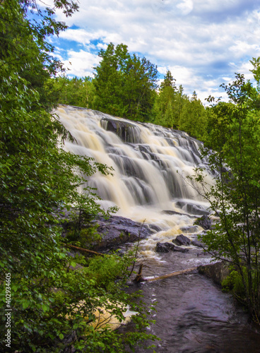 Vertical Waterfall. Beautiful Bond Falls in the Upper Peninsula of Michigan in vertical orientation.