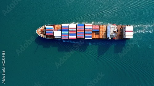 4k 60fps huge cargo ship crossing the ocean