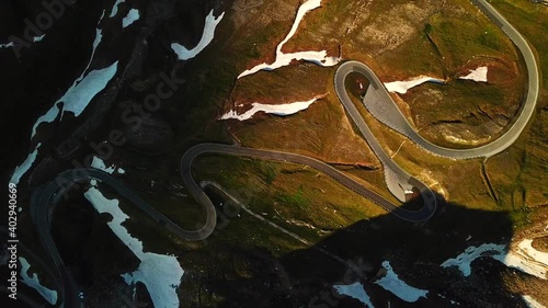 Aerial view of the mountain road grossglockner hochalpenstrasse, through austrian alps photo