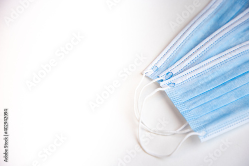 Slika na platnu three medical protection mask on white background