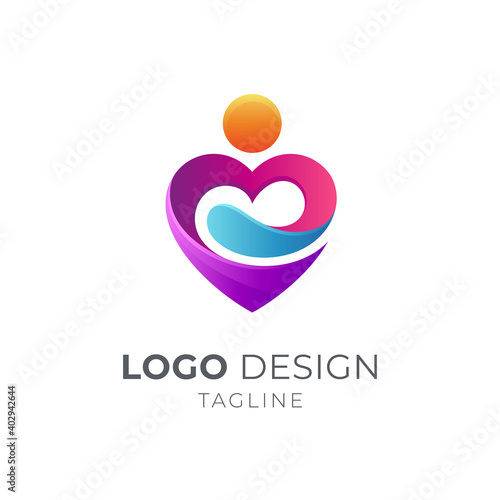 People love care logo with 3d shape gradient color