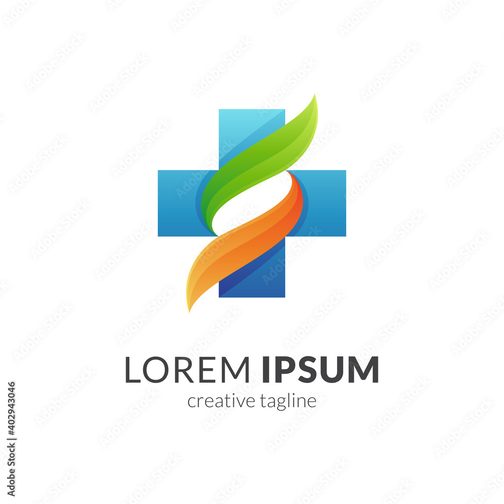 Medical cross letter S logo. Modern health care, hospital, medicine clinic and pharmaceutical logo template