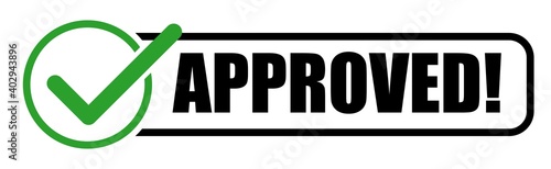 Approved button stamp checkmark vector icon approve.