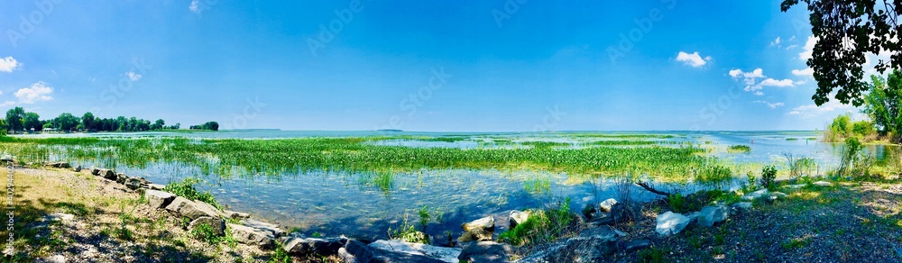 Lakeshore Landscape at Saginaw Bay, Michigan. Natural beauty. Panoramic view