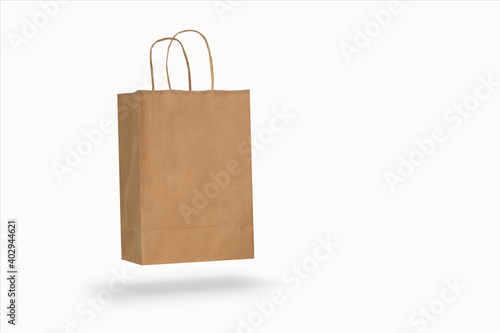 mock up-Recycle Craft paper bag mockup isolated on white background.