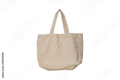 fabric canvas bag isolated on white background, Textile reusable eco mockup of shopping bag