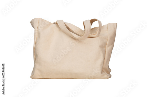 fabric canvas bag isolated on white background, Textile reusable eco mockup of shopping bag