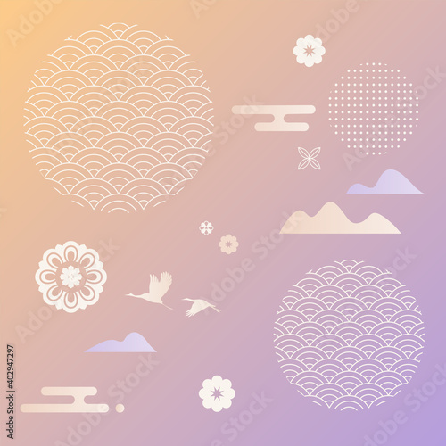 Korean traditional vector illustration background.