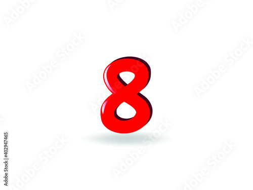 Kids Birthday Cartoon Number. 8 year Happy Birthday greeting card baby icons. 8th anniversary celebration Template.

