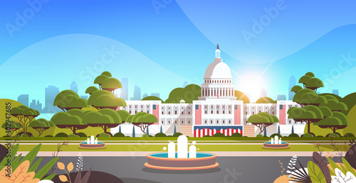 capitol building washington D.C. USA presidential inauguration day celebration concept greeting card horizontal banner vector illustration