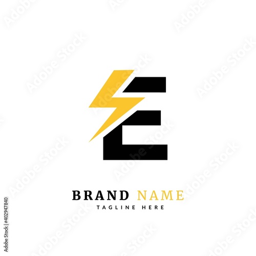 Initial letter E, Electricity Logo and icon Vector design Template. Power Energy Logo Design Element for company and business.