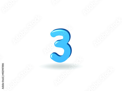 Kids Birthday Cartoon Number. 3 year Happy Birthday greeting card baby icons. 3rd anniversary celebration Template.