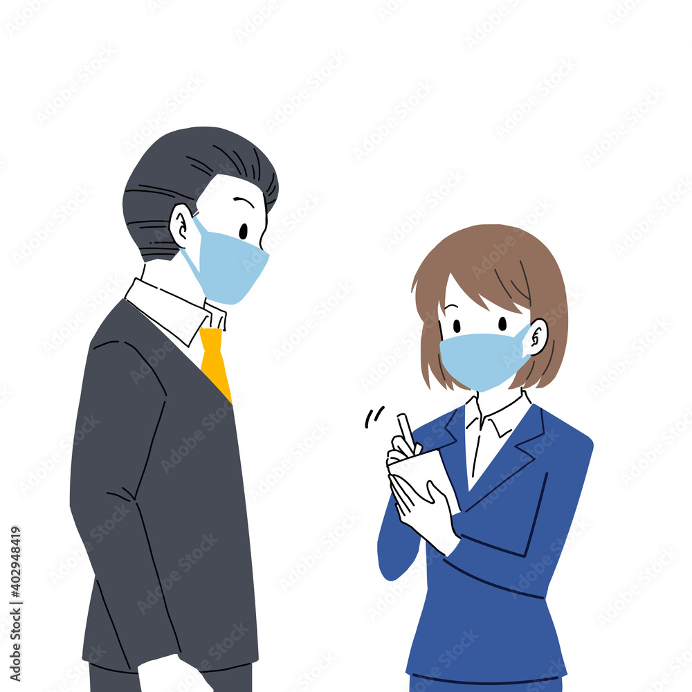 一生懸命メモをとる新入社員のイラスト Stock Illustration Adobe Stock