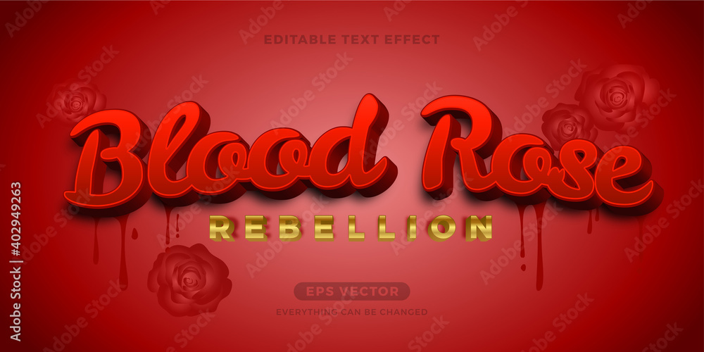 Naklejka premium Blood rose rebellion editable text
