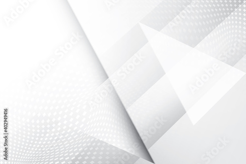 Abstract geometric white and gray color background with halftone effect. Vector, illustration.