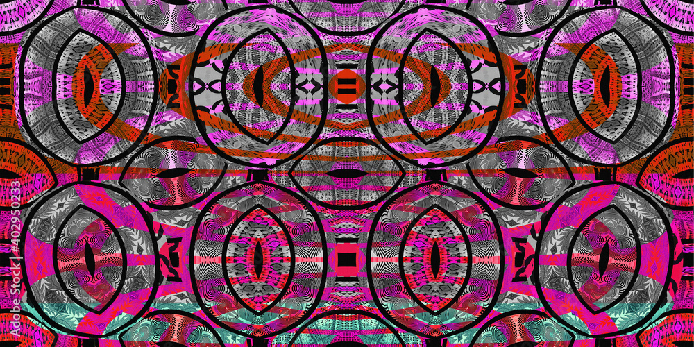 Colorful ethnic fabric - Seamless pattern, illustration