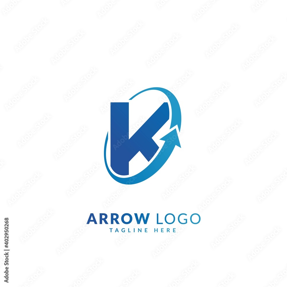 Initial letter K with arrow logo concept. Creative stylish arrow logo vector, fit for company and business Initial letter K with arrow logo concept. Creative stylish arrow logo vector, fit for company and business