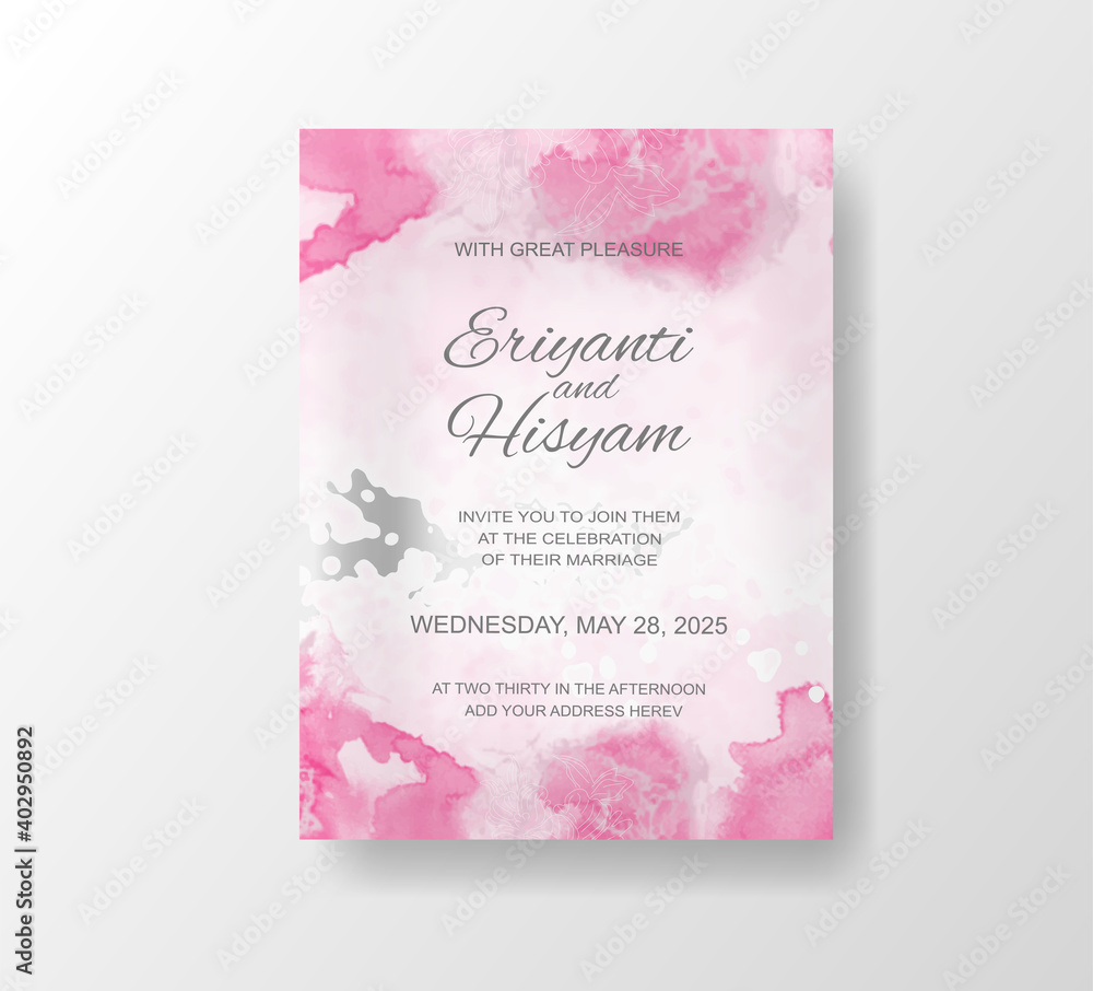 Obraz premium Beautiful wedding card watercolor with splash