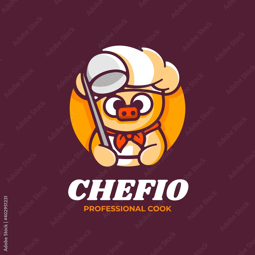 Fototapeta premium Vector Logo Illustration Pig Mascot Cartoon Style.