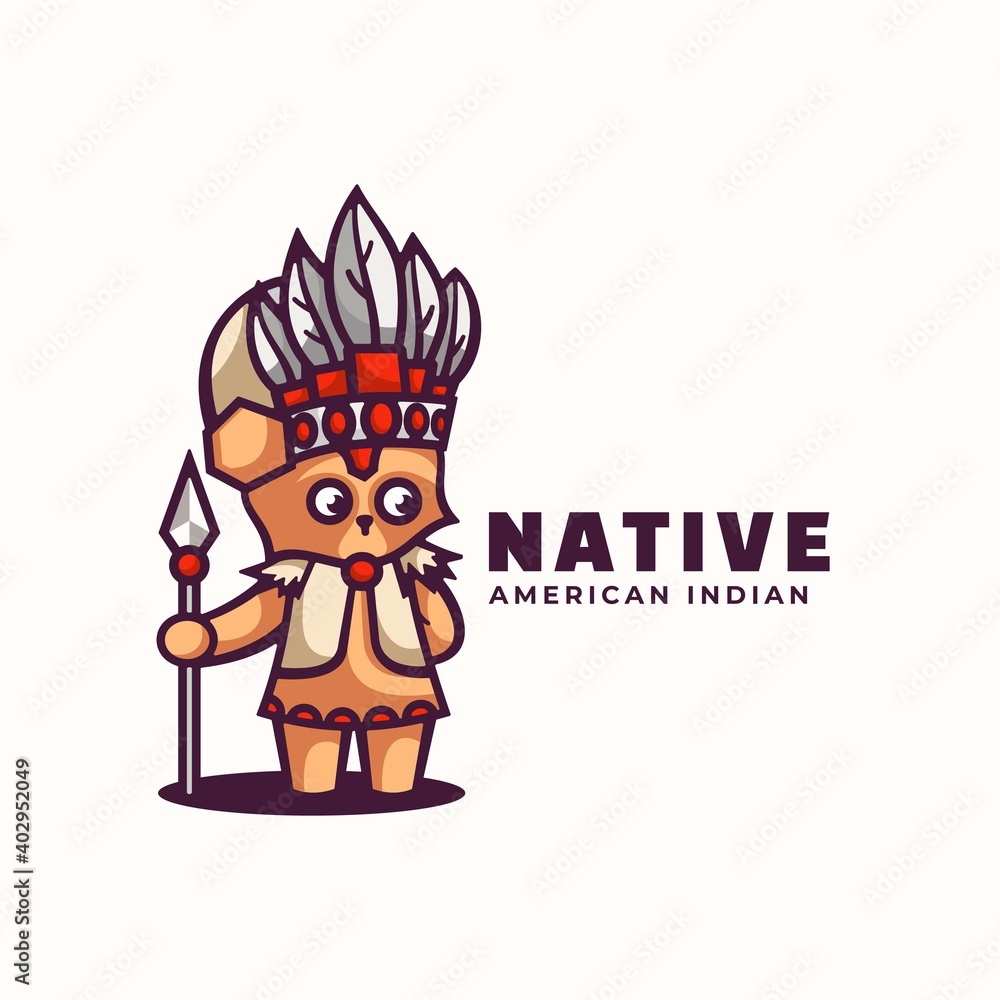 Vector Logo Illustration Native Mascot Cartoon Style. Vector Logo Illustration Native Mascot Cartoon Style.
