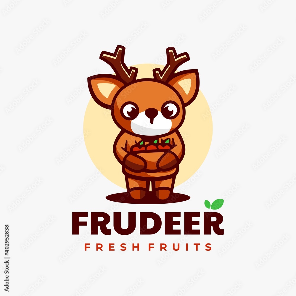 Vector Logo Illustration Deer Mascot Cartoon Style. Vector Logo Illustration Deer Mascot Cartoon Style.