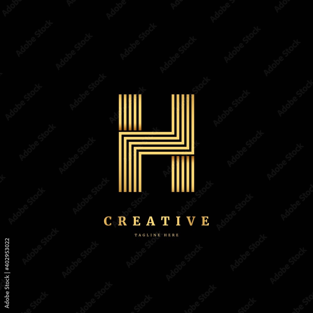 Initial letter H with striped line. Luxury monogram logo design concept, fit for company and business. Initial letter H with striped line. Luxury monogram logo design concept, fit for company and business.